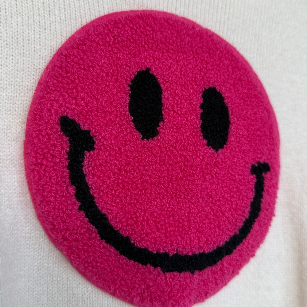 Hazel & Olive Cream Sweater with Colorful Smiley Faces one size - Picture 3 of 8